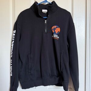 H&M Black Zip Up Men's Sweater with Earth Collective Design